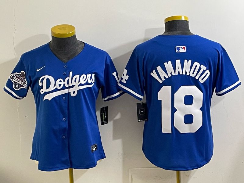 Youth 2025 Los Angeles Dodgers #18 Yamamoto Blue Game Nike MLB Jersey style 0025->youth mlb jersey->Youth Jersey